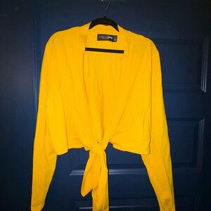 Gabrielle Union Yellow Tie-Front Cropped Top